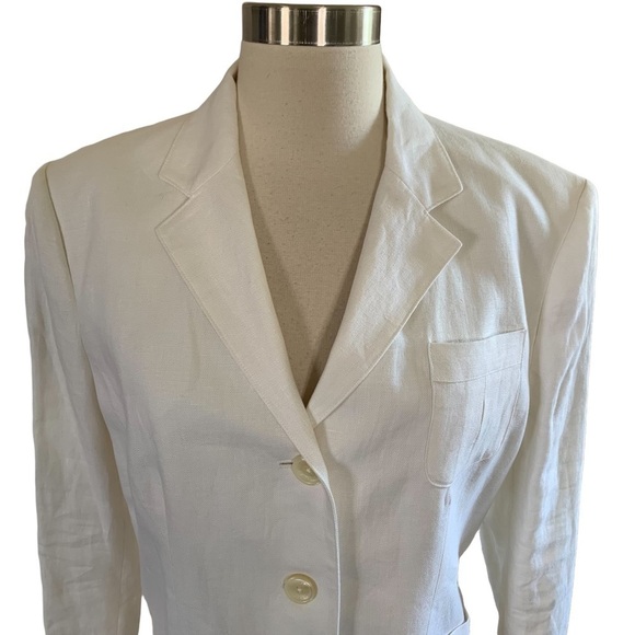 Lauren Ralph Lauren 100% Linen White Blazer New With Tags Size 14 - Picture 5 of 14